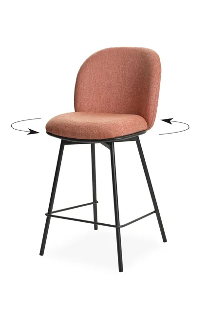 Tabouret pivotant ZEN KUIZI, Rose saumon, référence 020031