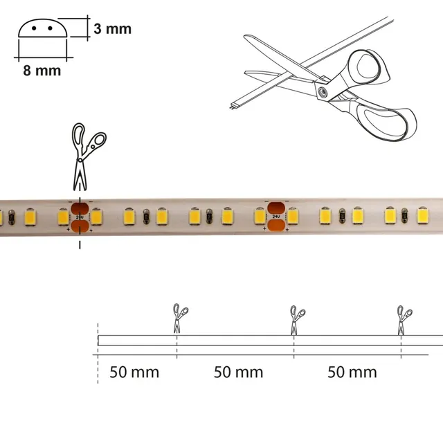 Kit barette LED flexible 2,5m-4000K-9.6W/m MSA, référence LF62W