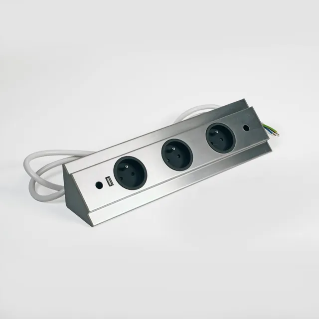Bloc 3 prises d'angle + USB pour retour plan de travail MSA, référence A9708