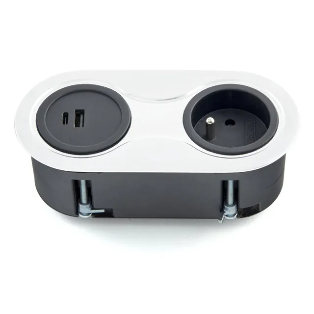 Bloc-prise affleurant INFINI — 1 prise + USB-A + USB-C, sans clapet MSA, référence 019B