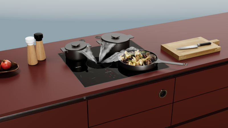 BORA Table de cuisson à induction avec aspiration, recyclage d’air, code E60N · E60N